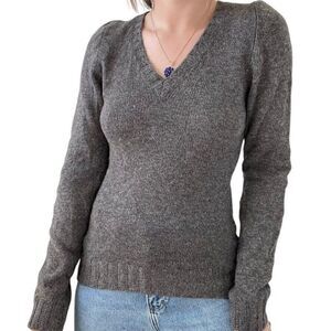 Pauw Amsterdam Womens Gray Cashmere Wool Blend V Neck Preppy Sweater Sz S